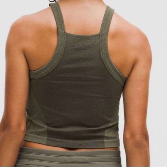 lululemon athletica Seamless Training Strappy Raceback Army Green Tank Top - Picture 2 of 5